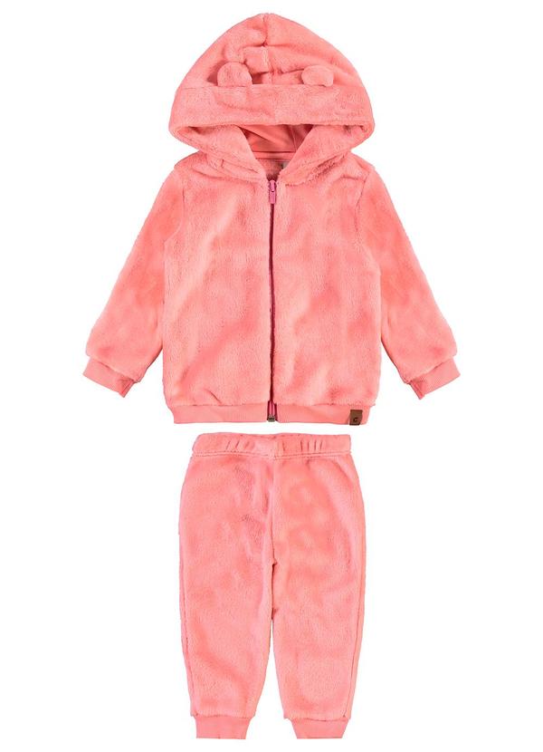 Carinhoso - Conjunto Unissex em Pelúcia com Aplique Rosa 1