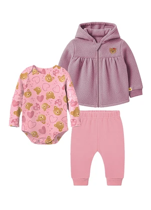 Malwee Kids - Conjunto Ursinho 3 Peças Rosa - MALWEE KIDS