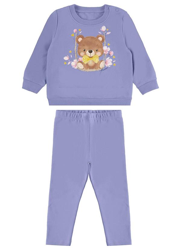 Carinhoso - Conjunto Ursinho em Moletom Roxo