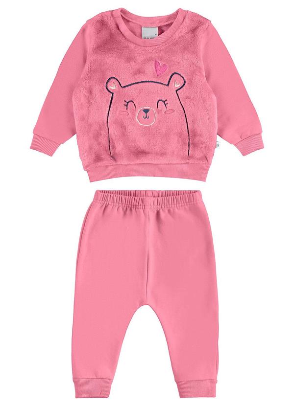 Malwee Kids - Conjunto Ursinho em Pelúcia Rosa