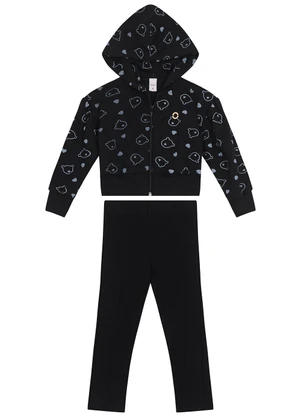 Carinhoso - Conjunto Ursinhos Cropped Menina Preto - CARINHOSO