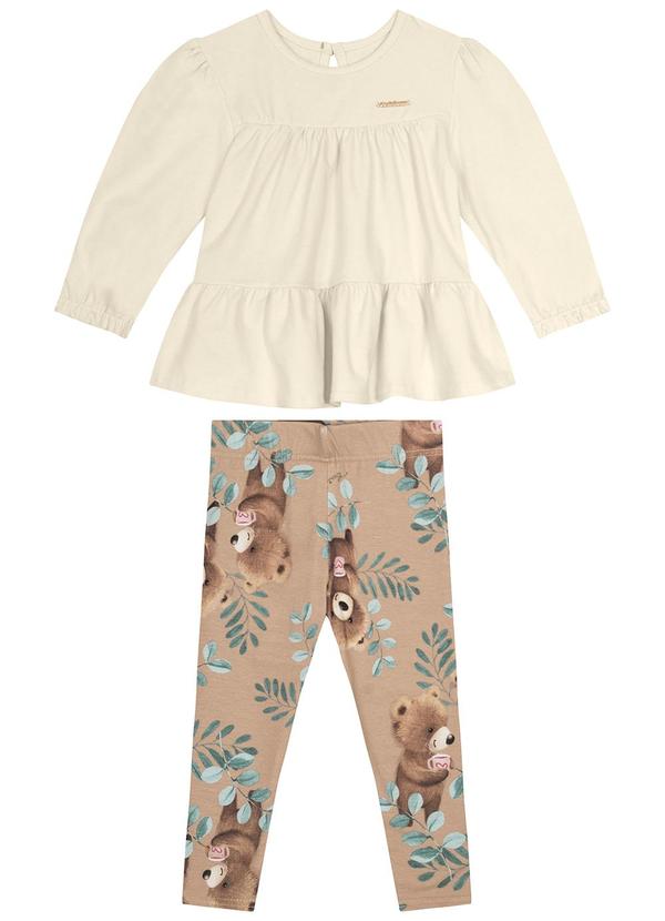 Carinhoso - Conjunto Ursinhos em Cotton Menina Bege