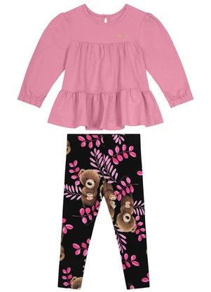 Carinhoso - Conjunto Ursinhos em Cotton Menina Rosa - CARINHOSO