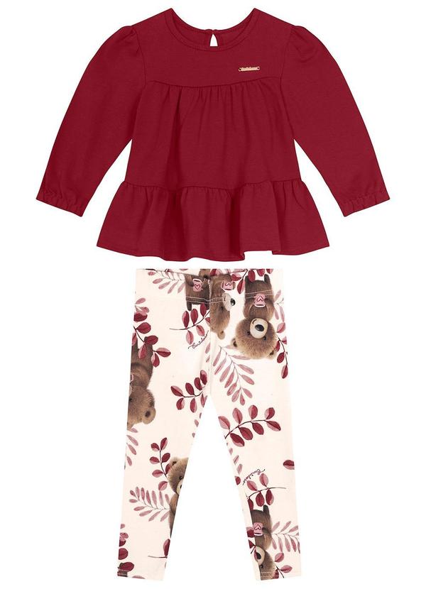 Carinhoso - Conjunto Ursinhos em Cotton Menina Vermelho