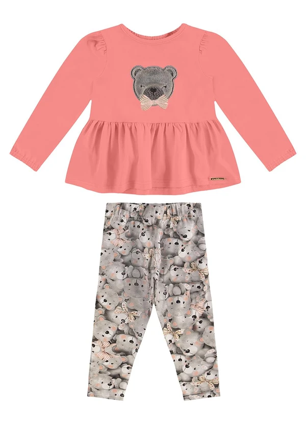 Carinhoso - Conjunto Ursinhos em Cotton Rosa