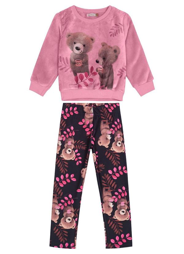 Carinhoso - Conjunto Ursinhos em Malha Soft Menina Rosa