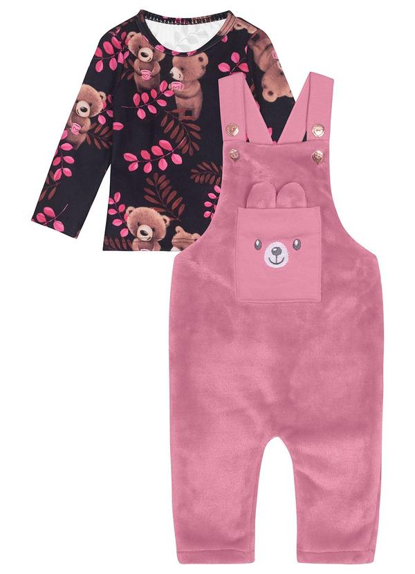Carinhoso - Conjunto Ursinhos em Moletom Menina Rosa
