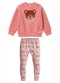 Carinhoso - Conjunto Urso & Laços com Lurex Off White - variação: Rosa