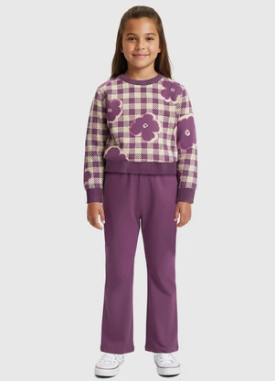 Malwee Kids - Conjunto Vichy com Flores Roxo - MALWEE KIDS
