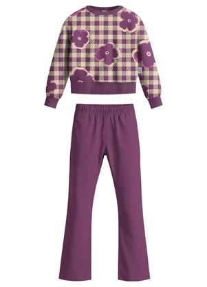 Malwee Kids - Conjunto Vichy com Flores Roxo - MALWEE KIDS