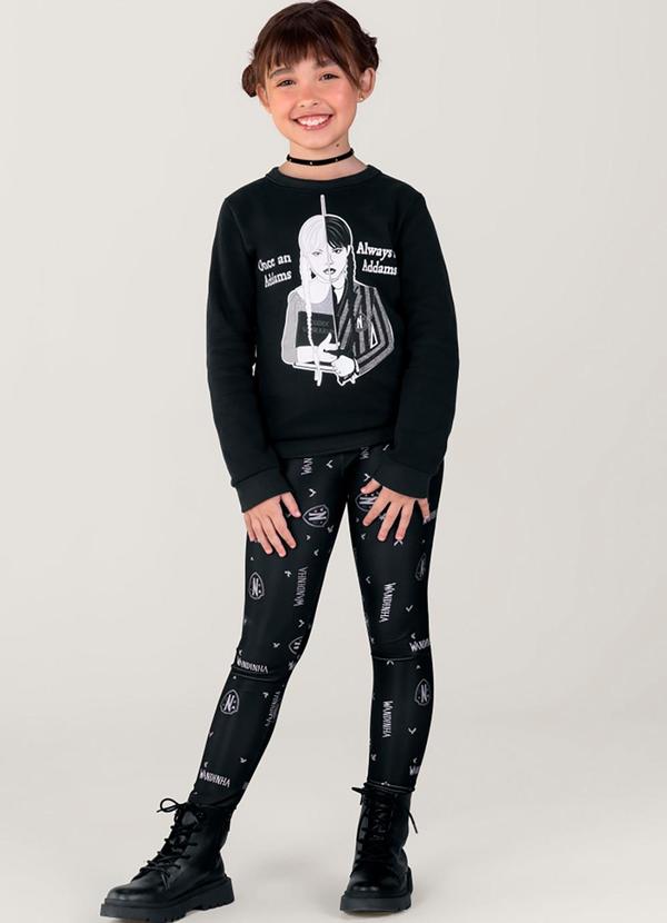 Brandili - Conjunto Infantil Wandinha Menina Preto
