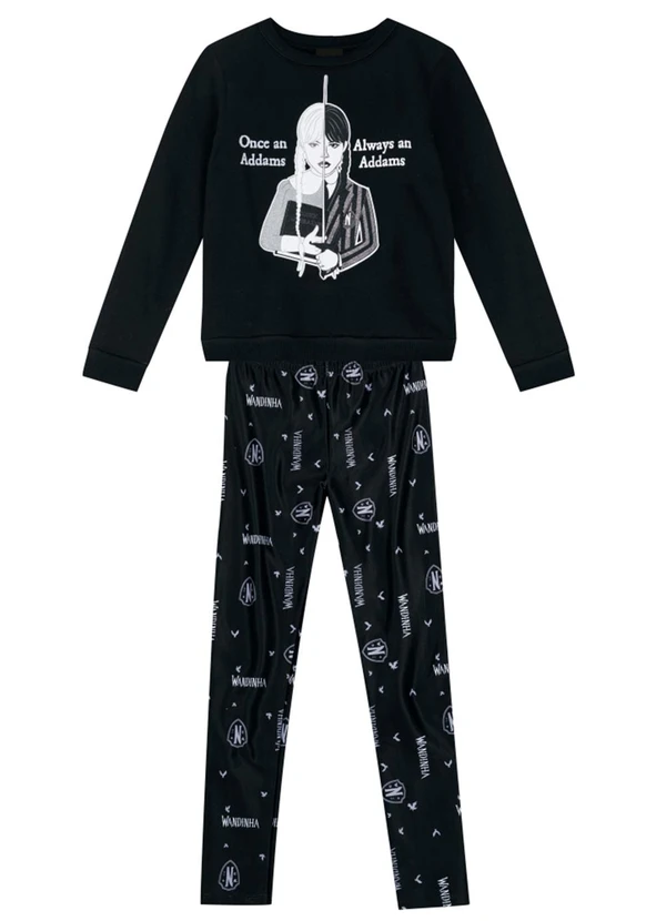 Brandili - Conjunto Infantil Wandinha Menina Preto 2