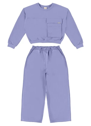 Carinhoso - Conjunto Wide Leg em Moletom Roxo - CARINHOSO