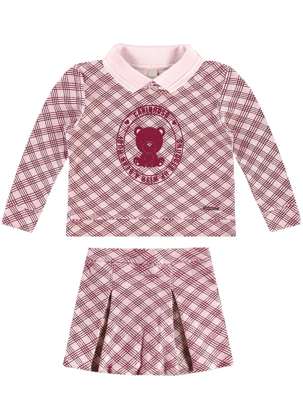 Carinhoso - Conjunto Xadrez Bear Menina Rosa