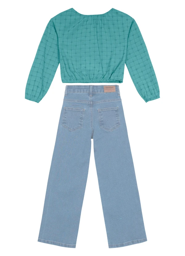 Carinhoso - Conjunto Xadrez Cropped Menina Azul 2