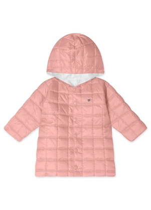 Marisol - Jaqueta Puffer Alongada com Capuz Infantil Rosa - MARISOL