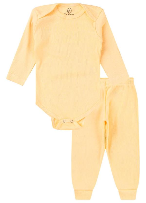 Rovitex - Kit Body Bebê Canelado 2 Peças Amarelo