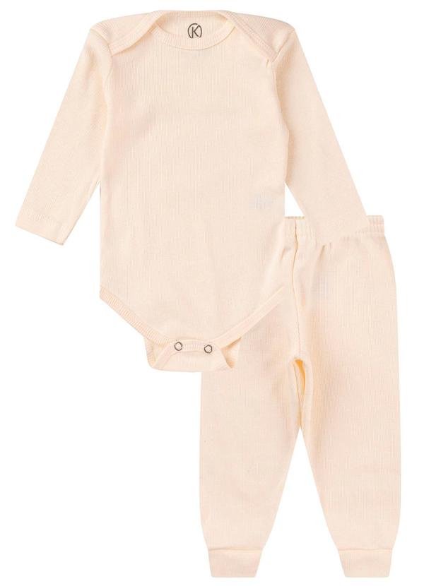 Rovitex - Kit Body Bebê Canelado 2 Peças Bege