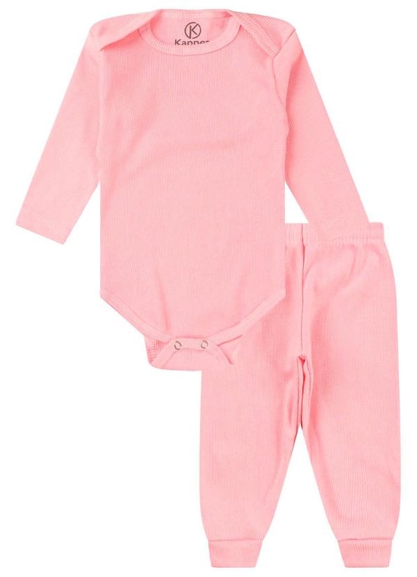 Rovitex - Kit Body Bebê Canelado 2 Peças Rosa