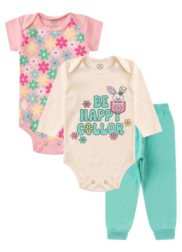 Rovitex - Kit Body Infantil Longo 3 Peças Rosa