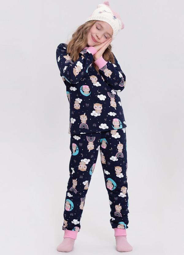 Alakazoo - Pijama com Estampa que Brilha no Escuro Azul