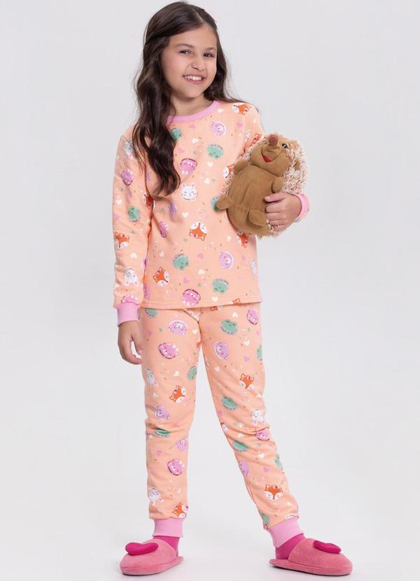 Alakazoo - Pijama com Estampa que Brilha no Escuro Salmão