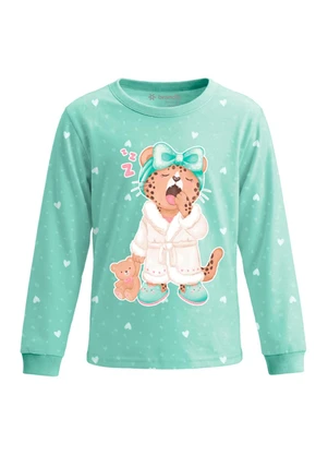 Brandili - Pijama em Meia Malha de Onça Azul - BRANDILI