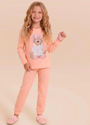 Brandili - Pijama em Meia Malha de Onça Salmao - BRANDILI
