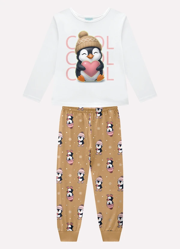 Kyly - Pijama Infantil Menina Brilha no Escuro Branco