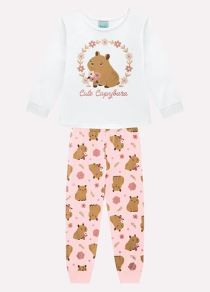 Kyly - Pijama Infantil Menina Capivara Branco - KYLY