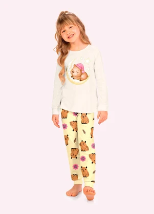 Kyly - Pijama Infantil Menina Capivara Cinza - KYLY