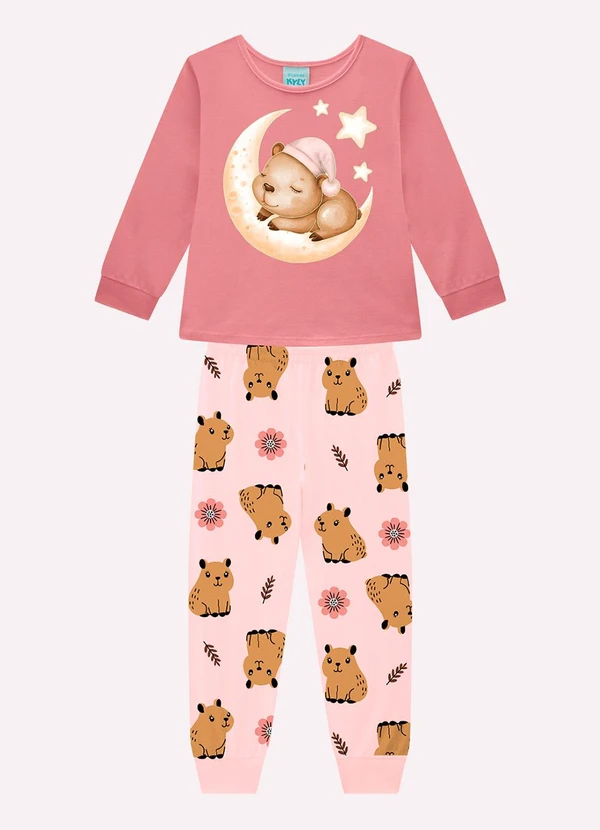 Kyly - Pijama Infantil Menina Capivara Rosa