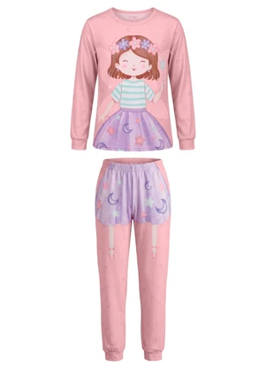 Brandili - Pijama Infantil Menina em Malha Rosa - BRANDILI
