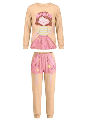 Brandili - Pijama Infantil Menina em Malha Rosa - BRANDILI
