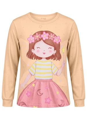 Brandili - Pijama Infantil Menina em Malha Rosa - BRANDILI