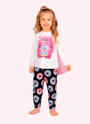 Kyly - Pijama Infantil Menina Monstrinhos Branco - KYLY