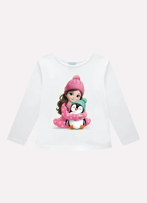 Kyly - Pijama Infantil Menina Pinguim Branco - KYLY