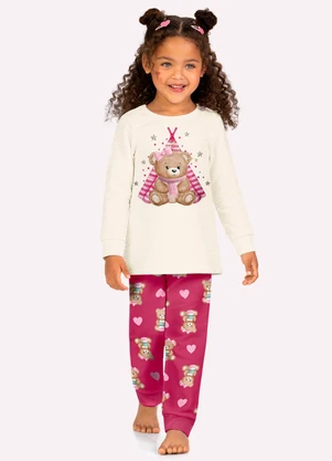 Kyly - Pijama Infantil Menina Ursinho Cinza - KYLY