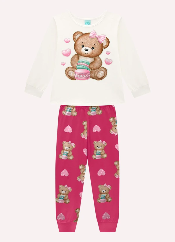 Kyly - Pijama Infantil Menina Ursinhos Branco