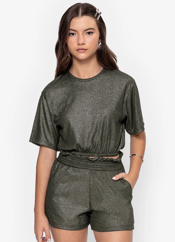 Minty - Conjunto Blusa com Shorts Feminino Verde