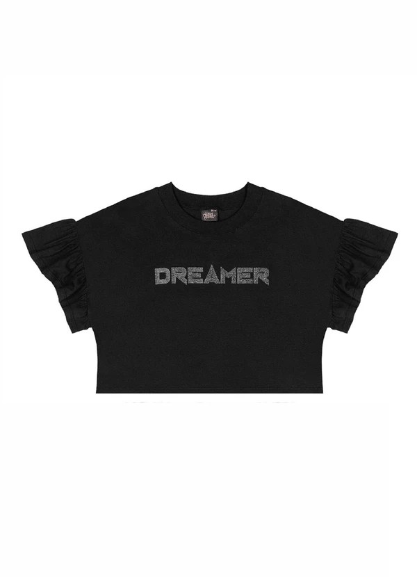 Gloss - Conjunto Blusa Cropped Saia Brilhante Preto 4