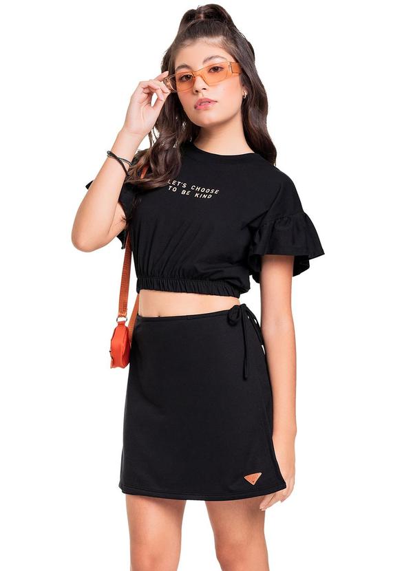 Gloss - Conjunto Blusa e Saia Juvenil Preto