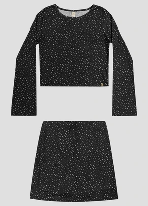 Based. - Conjunto Blusa e Saia Ribana Canelada Preto - BASED.