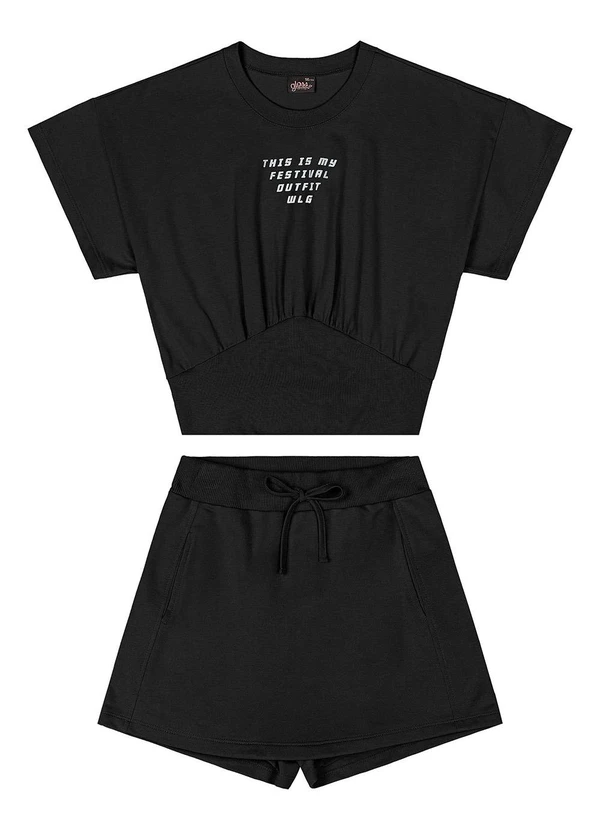 Gloss - Conjunto Blusa e Short-Saia Juvenil Preto 3