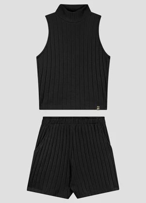 Based. - Conjunto Blusa e Shorts Cotton Canelado Preto - BASED.