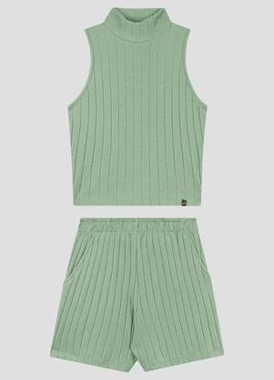Based. - Conjunto Blusa e Shorts Cotton Canelado Verde - BASED.