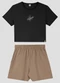 Based. - Conjunto Blusa e Shorts Moletinho Sarjado Rosa - variação: Preto