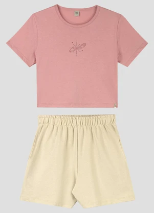 Based. - Conjunto Blusa e Shorts Moletinho Sarjado Rosa - BASED.