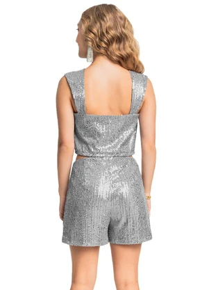 Gloss - Conjunto Blusa Short Moletom Cinza - GLOSS