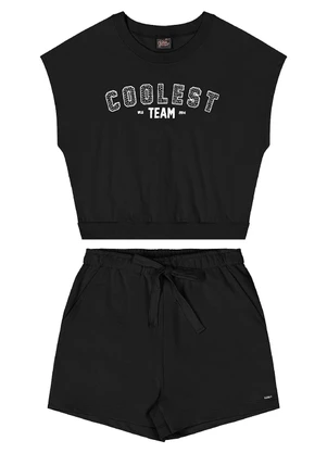 Gloss - Conjunto Blusa Short Moletom Preto - GLOSS